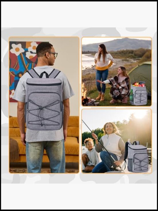 Insulated Cooler Backpack Leakproof Large Capacity 30 Cans Travel Hiking Camping main image 4